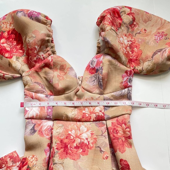 Asos | Garden Party Vintage Cup Prom Midi Floral Puff Sleeve Scuba Dress | 4 - Picture 8 of 14